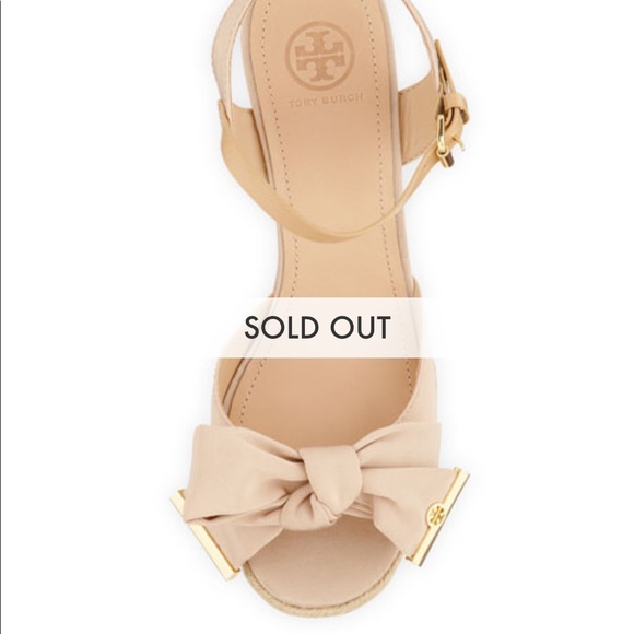 Tory Burch Penny Faille Bow Wedge Sandal - Picture 3 of 11